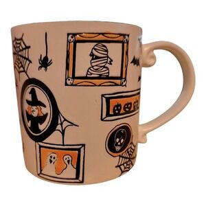 Halloween Coffee‎ Mug, Mummy, Witch, Pumpkin, Spider, Skull, Orange Interior